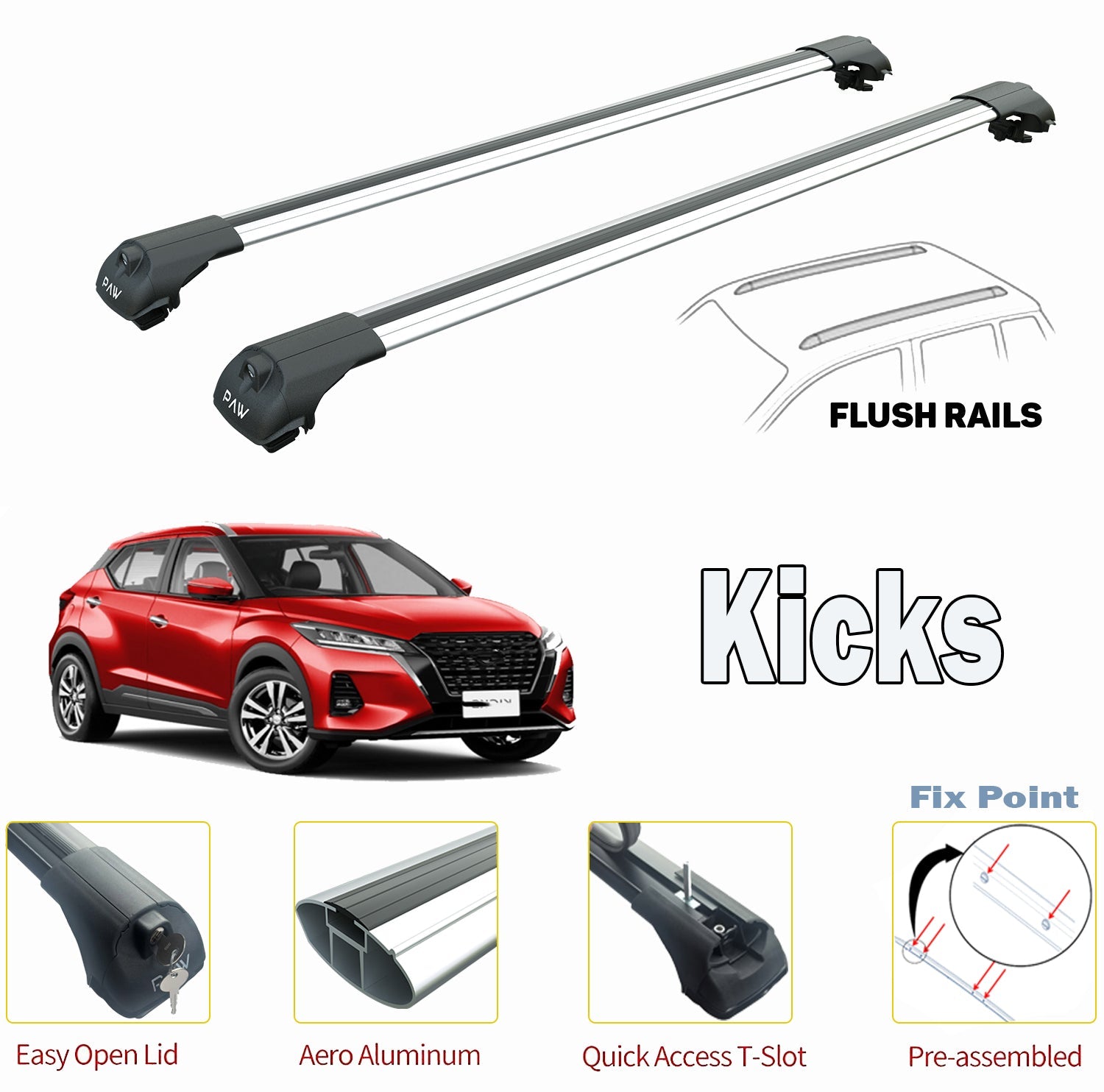 To Fit Nissan Kicks Roof Rack And Cross Bar Silver Color To Fit Nissan Kicks Roof Rack And Cross Bar Silver Color